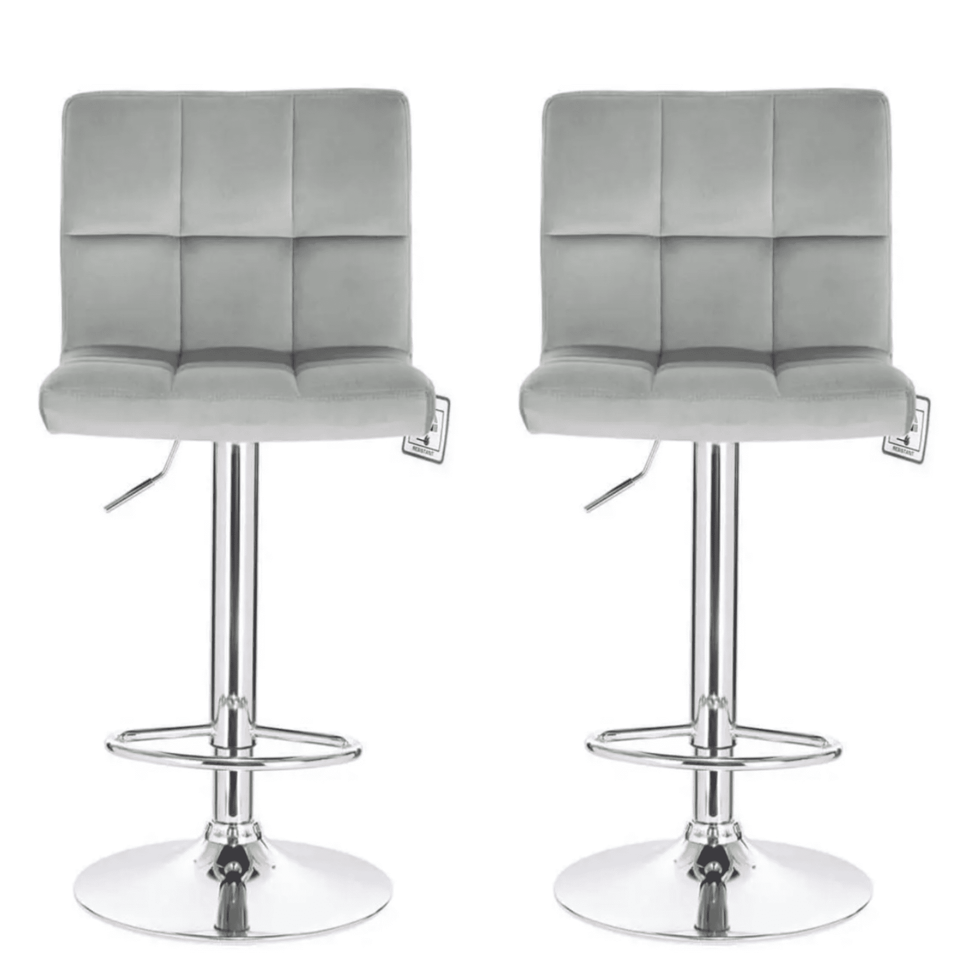 Grey velvet swivel store bar stools